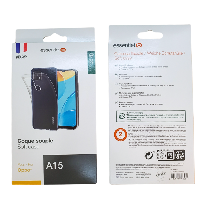 Coque Transparent ESSENTIELB pour Oppo A15 — Accessoire · Smarty Paris 18e